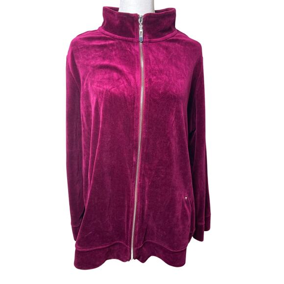Karen Scott Sport Women's Burgundy Size XXL Zipper Front Sport Sweater - Picture 1 of 4